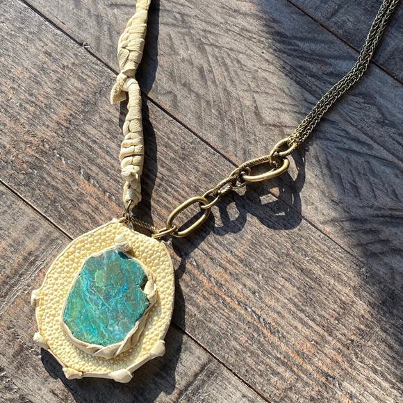 NEW Free People X Annie Hammer Leather Stone Necklace - Picture 7 of 16